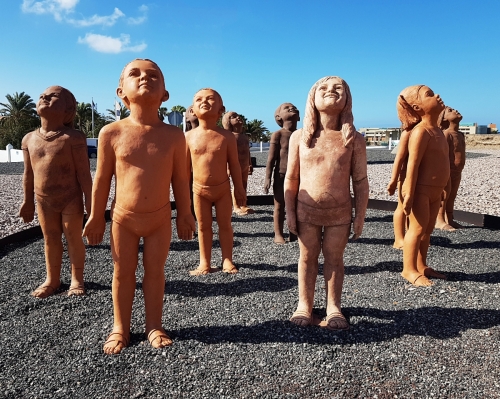 Fuerteventura, Group of Sculptures "Caminos" by Lisbet Fernández Ramos